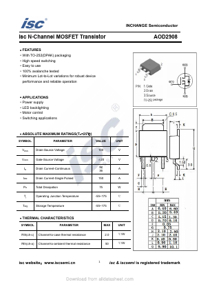 AOD2908 Datasheet PDF Inchange Semiconductor