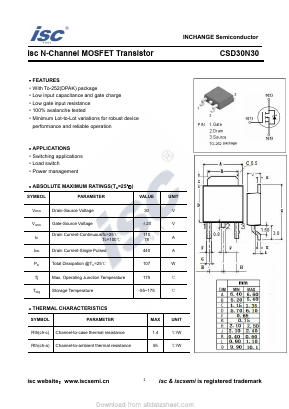 CSD30N30 Datasheet PDF Inchange Semiconductor