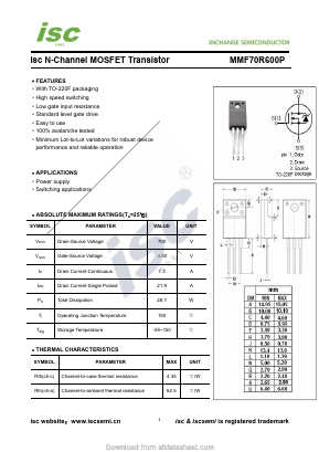 MMF70R600P Datasheet PDF Inchange Semiconductor