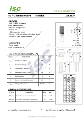 2SK3530 Datasheet PDF Inchange Semiconductor