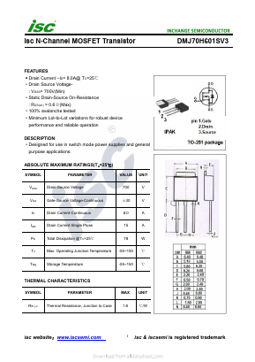 DMJ70H601SV3 Datasheet PDF Inchange Semiconductor