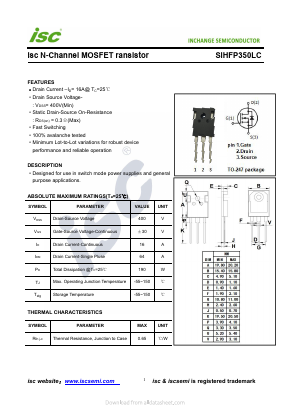SIHFP350LC Datasheet PDF Inchange Semiconductor
