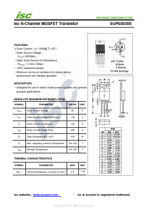 SUP60030E Datasheet PDF Inchange Semiconductor