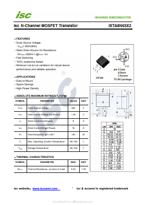 IXTA8N65X2 Datasheet PDF Inchange Semiconductor