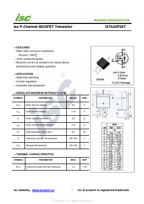 IXTA32P05T Datasheet PDF Inchange Semiconductor