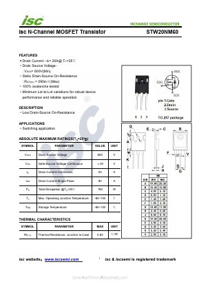 STW20NM60 Datasheet PDF Inchange Semiconductor