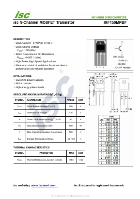 IRF150MPBF Datasheet PDF Inchange Semiconductor