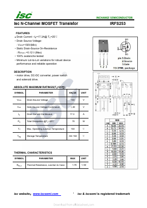 IRFS253 Datasheet PDF Inchange Semiconductor