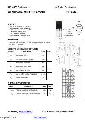 IRFS254A Datasheet PDF Inchange Semiconductor