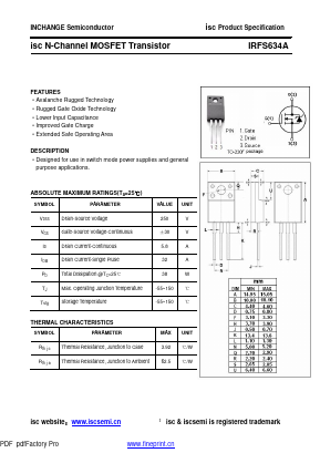 IRFS634A Datasheet PDF Inchange Semiconductor