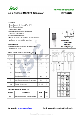 IRFS634B Datasheet PDF Inchange Semiconductor
