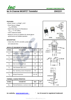 2SK2231 Datasheet PDF Inchange Semiconductor