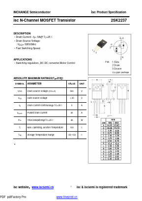 K2237 Datasheet PDF Inchange Semiconductor
