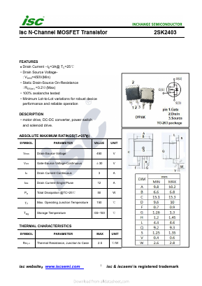 2SK2403 Datasheet PDF Inchange Semiconductor