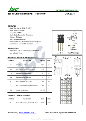 K2674 Datasheet PDF Inchange Semiconductor