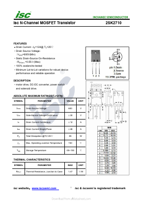 2SK2710 Datasheet PDF Inchange Semiconductor