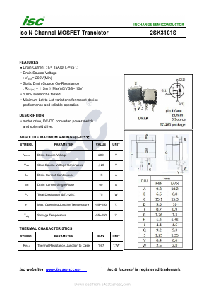 K3161S Datasheet PDF Inchange Semiconductor
