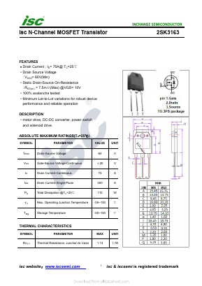 K3163 Datasheet PDF Inchange Semiconductor