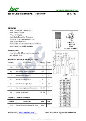 2SK3793 Datasheet PDF Inchange Semiconductor