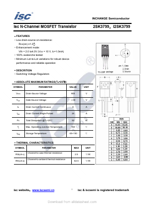 2SK3799 Datasheet PDF Inchange Semiconductor