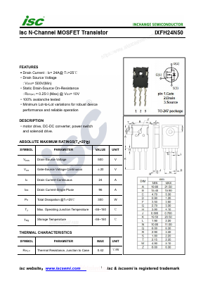 IXFH24N50 Datasheet PDF Inchange Semiconductor