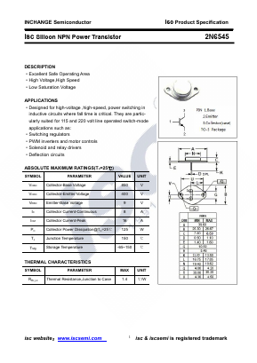 2N6545 Datasheet PDF Inchange Semiconductor