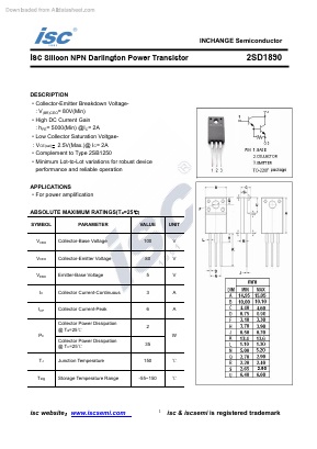 2SD1890 Datasheet PDF Inchange Semiconductor