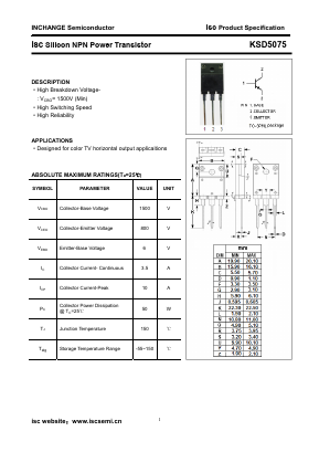 KSD5075 Datasheet PDF Inchange Semiconductor