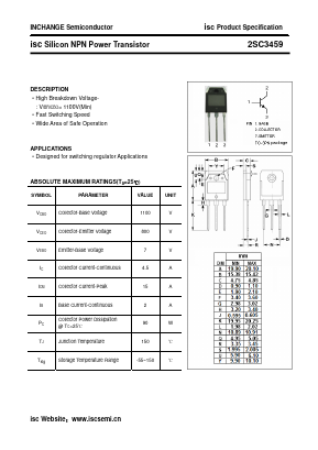 C3459 Datasheet PDF Inchange Semiconductor