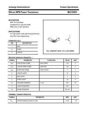 MJ15001 Datasheet PDF Inchange Semiconductor