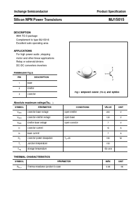 MJ15015 Datasheet PDF Inchange Semiconductor