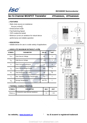 IPP048N04N Datasheet PDF Inchange Semiconductor