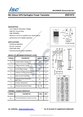 D1072 Datasheet PDF Inchange Semiconductor