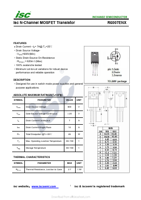 R6007ENX Datasheet PDF Inchange Semiconductor