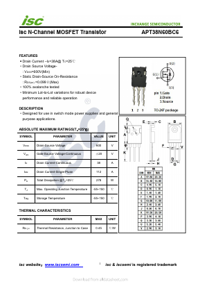 APT38N60BC6 Datasheet PDF Inchange Semiconductor