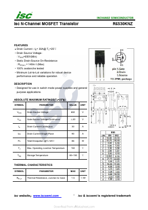 R6530KNZ Datasheet PDF Inchange Semiconductor