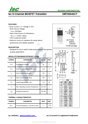DMT6004SCT Datasheet PDF Inchange Semiconductor