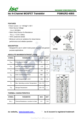 PSMN2R2-40BS Datasheet PDF Inchange Semiconductor