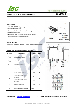 2SA1358-Z Datasheet PDF Inchange Semiconductor