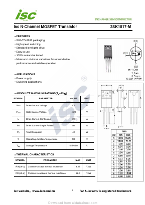 2SK1817-M Datasheet PDF Inchange Semiconductor