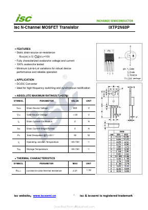 IXTP2N60P Datasheet PDF Inchange Semiconductor