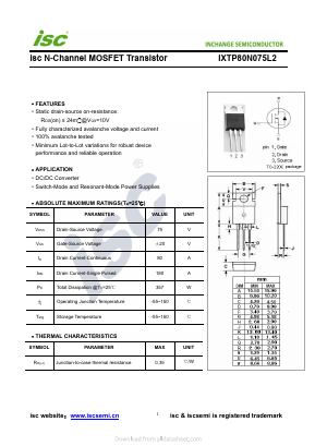 IXTP80N075L2 Datasheet PDF Inchange Semiconductor