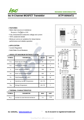 IXTP100N04T2 Datasheet PDF Inchange Semiconductor