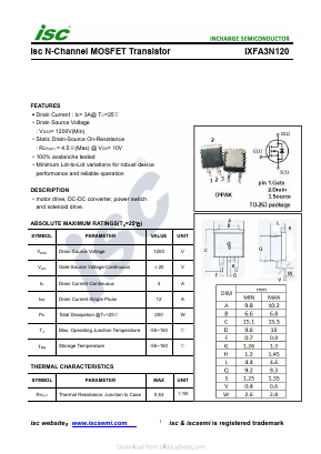IXFA3N120 Datasheet PDF Inchange Semiconductor