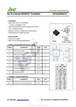 IXFA220N06T3 Datasheet PDF Inchange Semiconductor