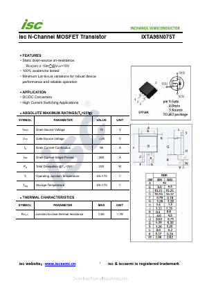 IXTA98N075T Datasheet PDF Inchange Semiconductor