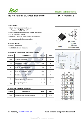 IXTA100N04T2 Datasheet PDF Inchange Semiconductor