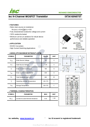 IXTA160N075T Datasheet PDF Inchange Semiconductor