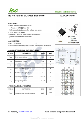 IXTA2R4N50P Datasheet PDF Inchange Semiconductor