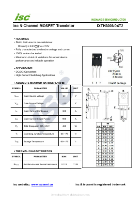 IXTH300N04T2 Datasheet PDF Inchange Semiconductor